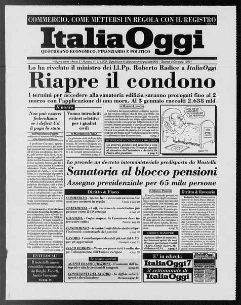 Italia oggi : quotidiano di economia finanza e politica